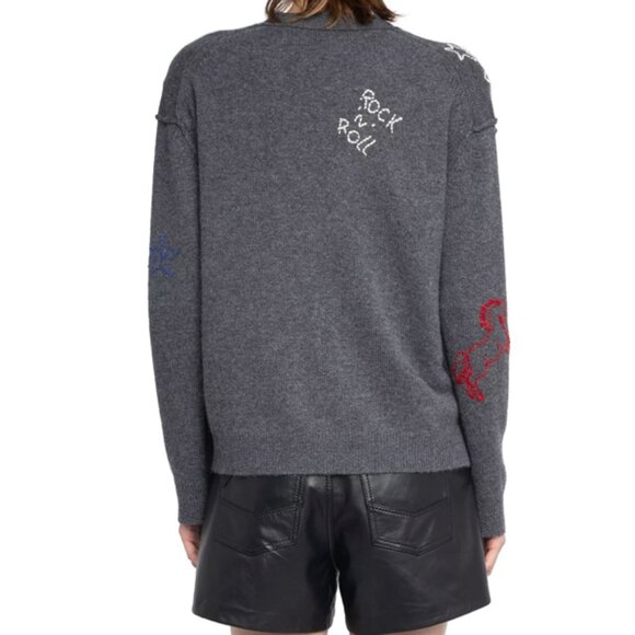 Zadig & Voltaire Mirkaz Cashmere V Neck Cardigan Sweater - Picture 5 of 7